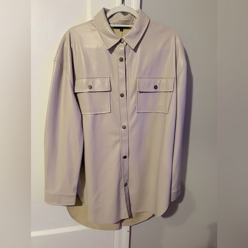 NWOT Size L Faux Leather Shirt Jacket